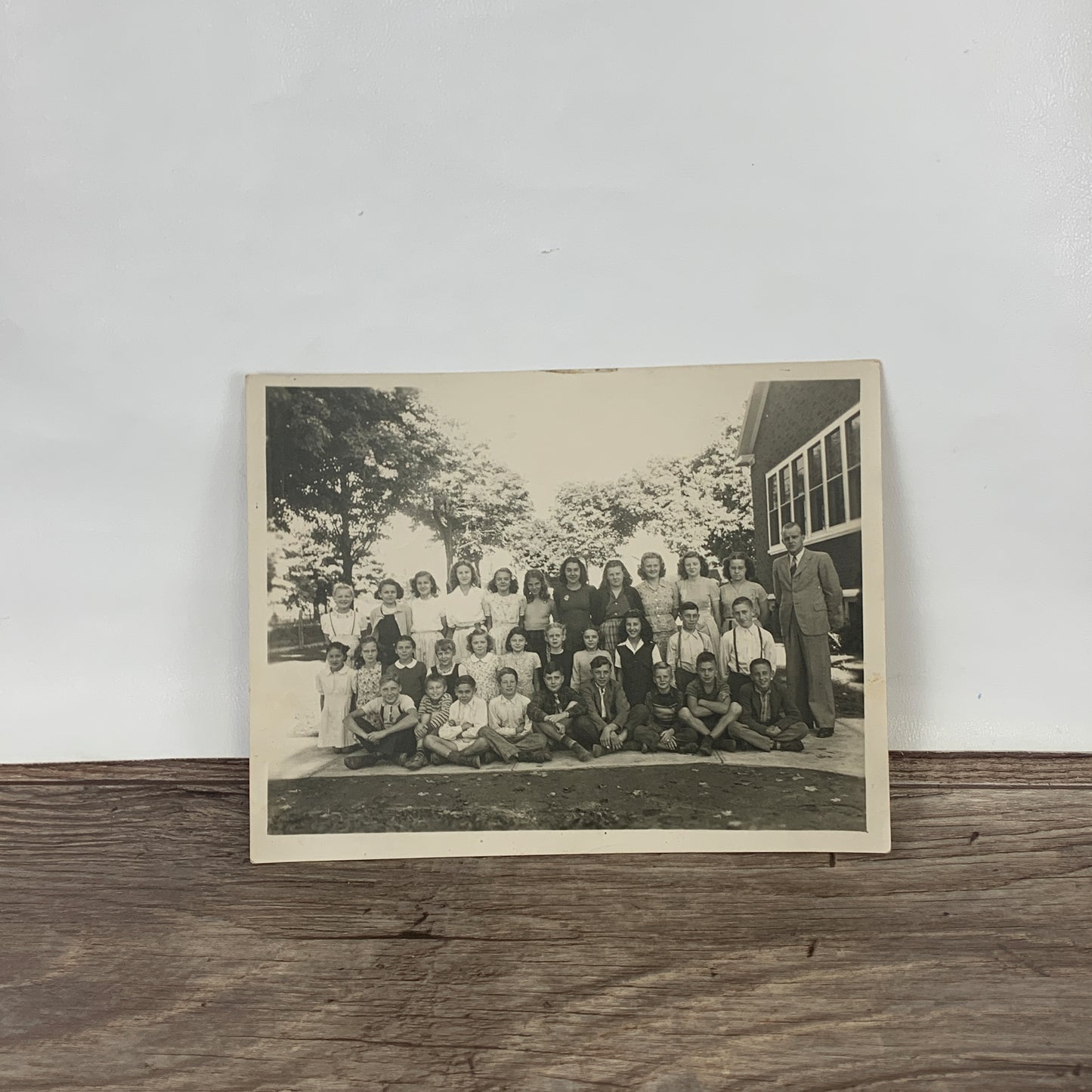 Vintage Class Photo, Black and White School Photo, Found Photo