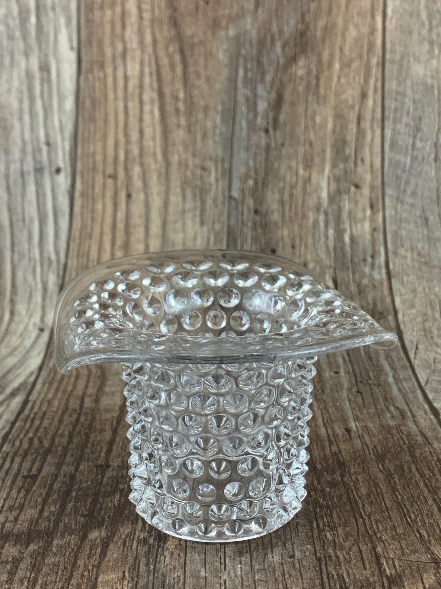 Vintage Glass Hat with Hobnail Pattern Clear Glass Hobnail Top Hat