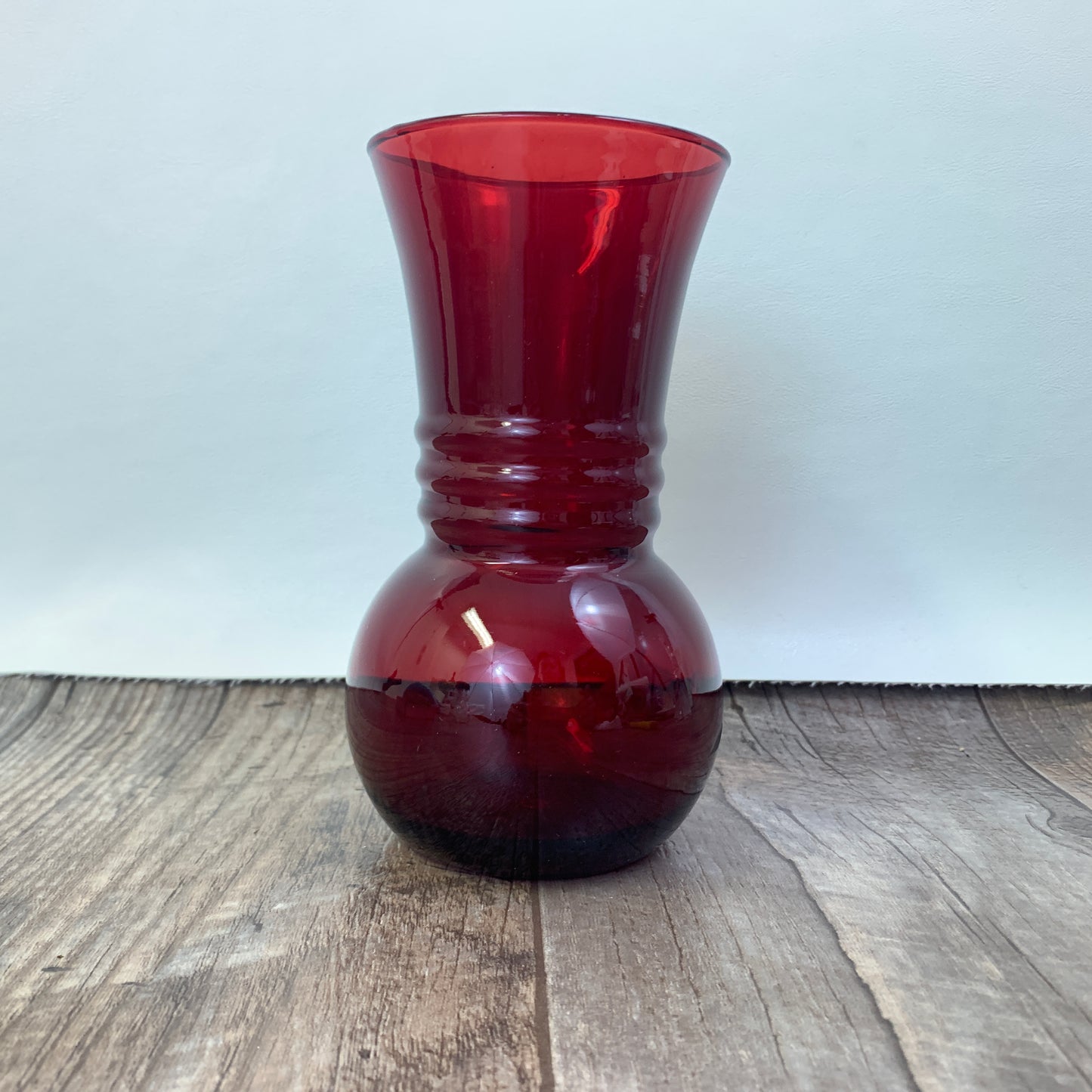 Ruby Red Pineapple Vase with Etched Design Ruby Red Glass Vase, Vintage Home Decor Small Red Vase, Vintage Housewarming Gifts