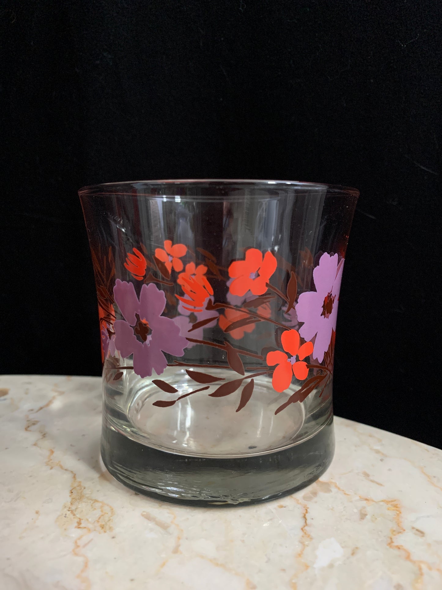 Vintage Juice Glass Set with Floral Pattern