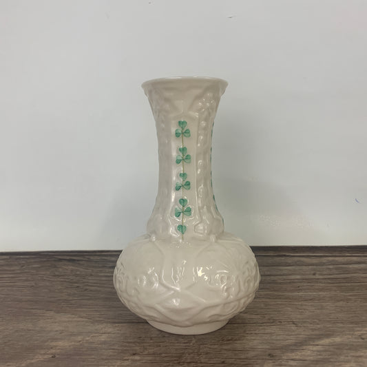 Belleek Shamrock Bud Vase, Irish Porcelain Spill Vase