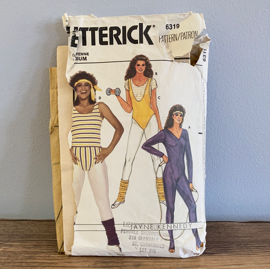 Misses Activewear Bodysuit Top and Briefs Vintage Sewing Pattern Size Medium Butterick 6319
