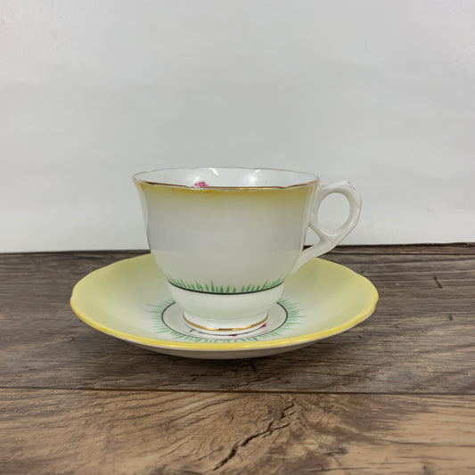 Yellow and White Vintage China Teacup Royal Stafford China Avon Tea Cup