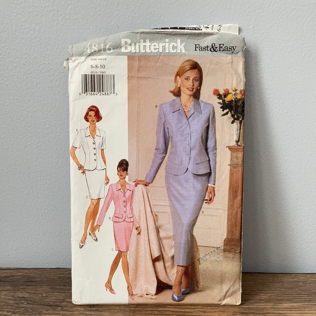 Ladies Suit Jacket and Skirt Sewing Pattern Size 6 to 10 Butterick 4816