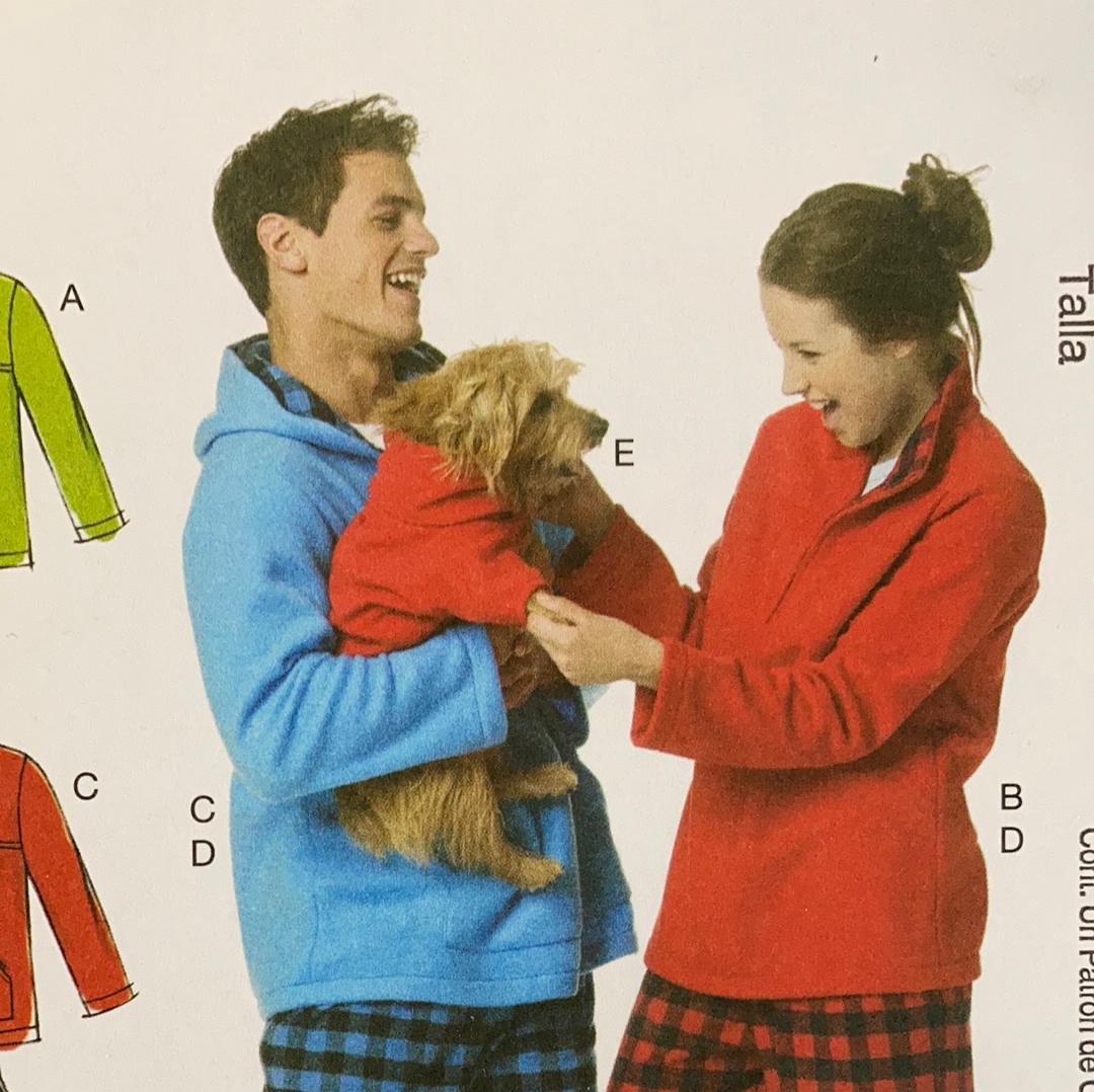 Adult Unisex Hooded Top and Pants with Matching Dog Coat Sewing Pattern Size XS to M McCalls 6252