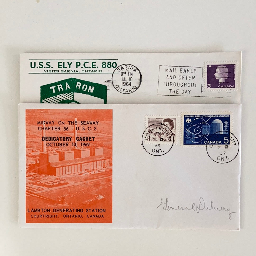 Pair of Vintage 1960s Canada Postage Stamp First Day Covers FDC on decorative envelopes