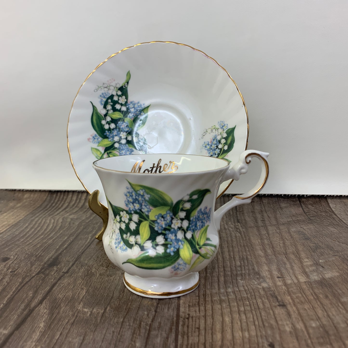 Lily of the Valley Teacup, Gift for Mother, Blue and White Floral Pattern Tea Cup