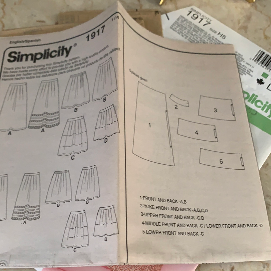 Simplicity 1917 Misses Skirt in Three Lengths Sewing Pattern