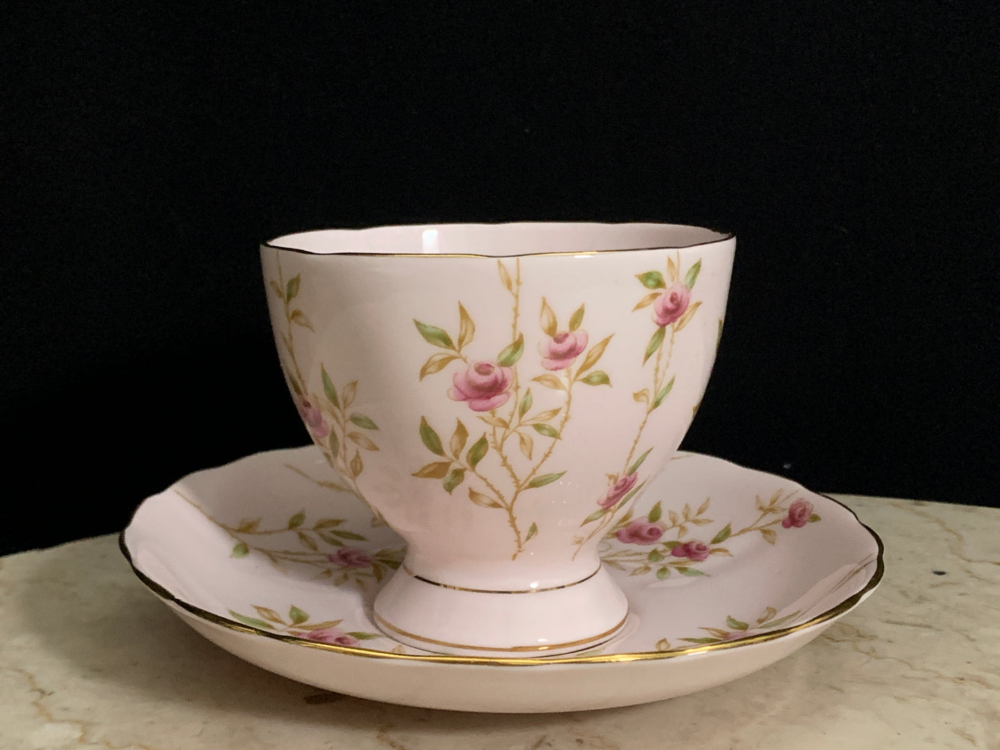 Pink Hand Painted Vintage Tea Cup Tuscan Fine Bone China Teacup