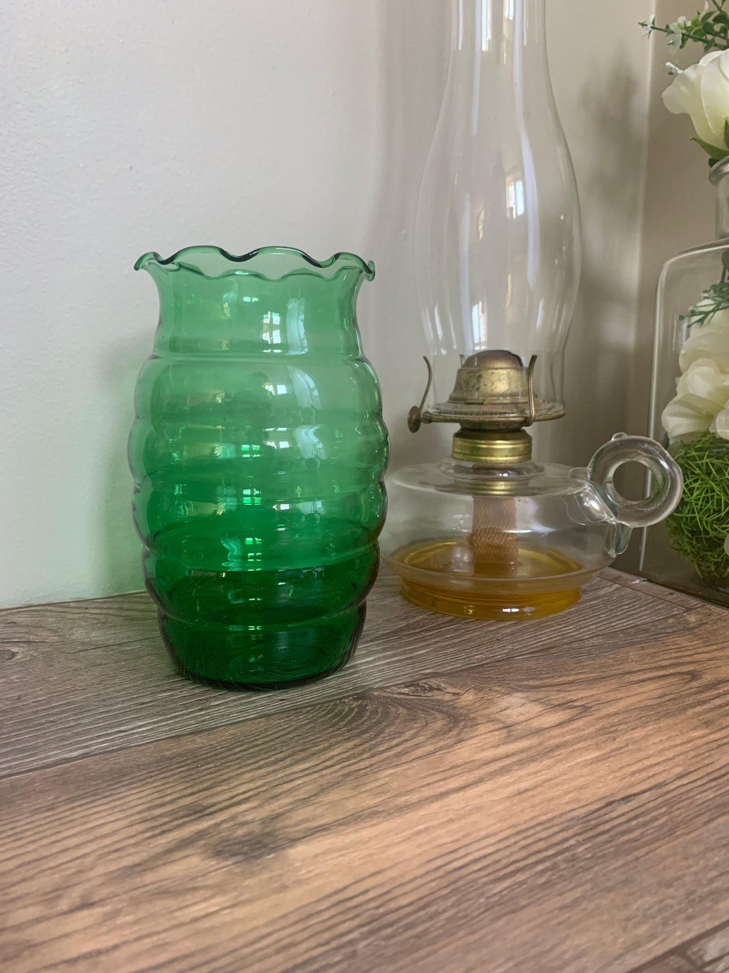 Vintage Green Glass Vase Anchor Hocking Vase Housewarming Gifts Vintage Home