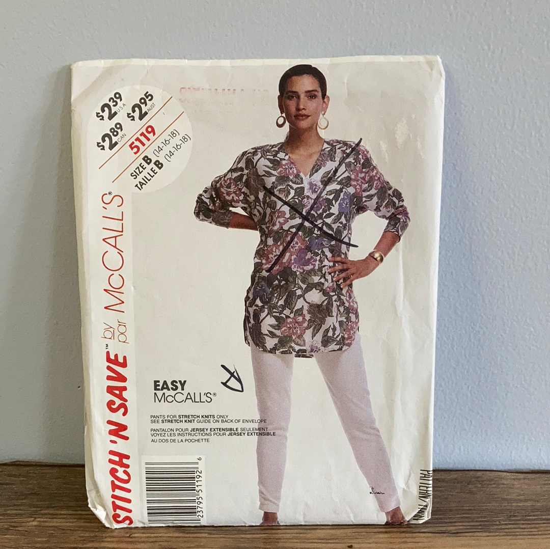 Misses Elastic Waist Pants Sewing Pattern Size 14 to 18 McCalls 5119