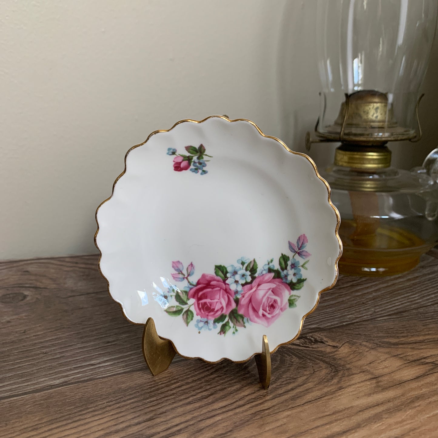 Royal Adderly Small China Plate with Pink Floral  Pattern