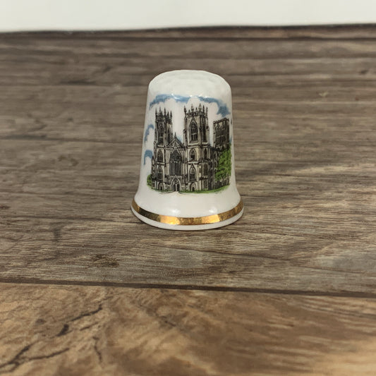 Bone China Thimble York Minister Cathedral, Vintage Travel Souvenir