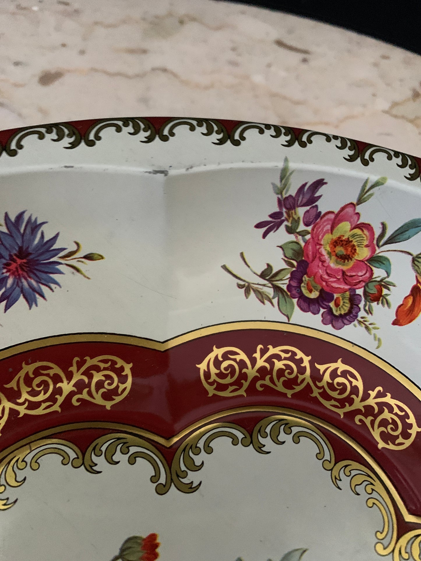 Daher Decorated Ware Tin Bowl Decorative Floral Tray