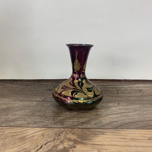 Small Metal Vase with Engraved Design