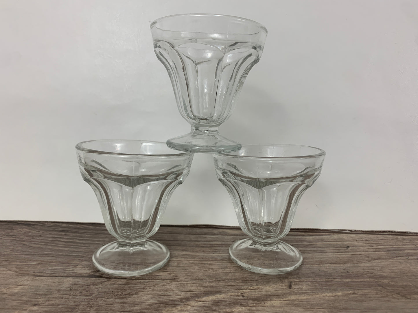 Small Sundae Cups, Vintage Clear Glass Ice Cream Cups, Set of 3 Small Ice Cream Glasses