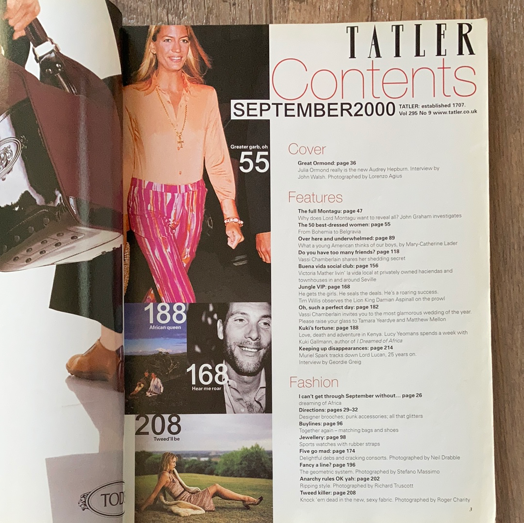 Tatler Magazine September 2000 Julia Ormond Cover  50 Best Dressed Scrap Book Supply Fashion magazine
