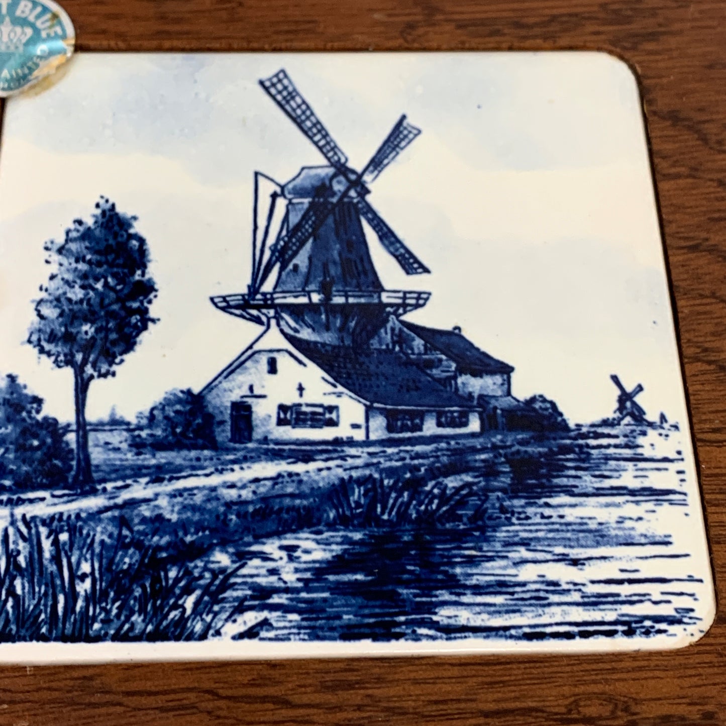 Blue and White Vintage Trivet Delft Blue Ceramic Tile Trivet, Hand Painted Made in Holland