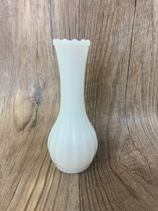 Small Ribbed Milk Glass Bud Vase Vintage Farmhouse Milk Glass Vase