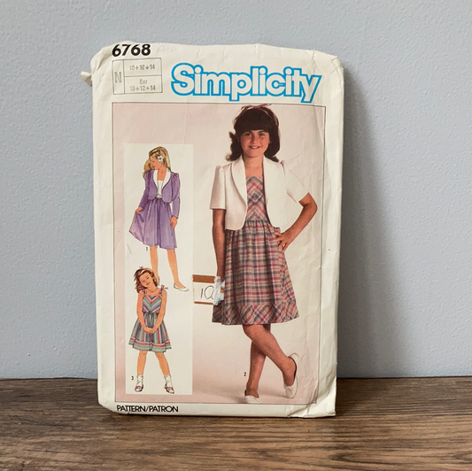 Girls Summer Dress with Jacket Vintage Sewing Pattern Size 10 to 14 Simplicity 6768