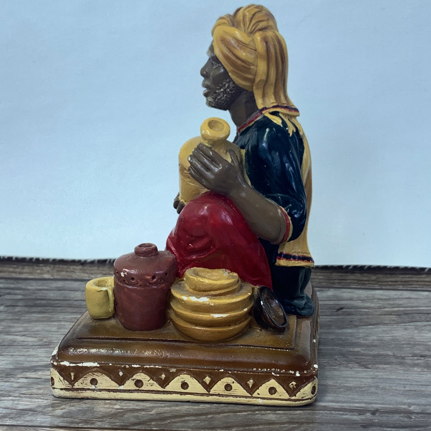 Vintage Chalkware Figure Devonware Old Man Figurine Potter  at a Bazaar