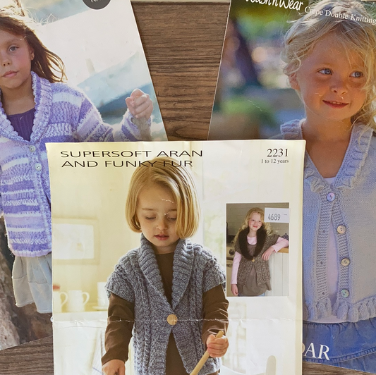 Girls Trendy Cardigan Sweaters Knitting Patterns Sizes 1 to 13