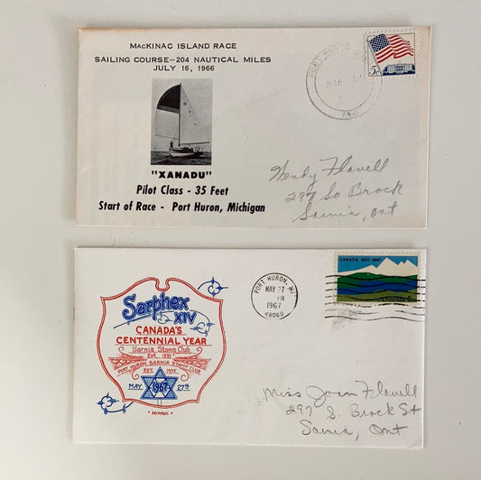 Pair of Vintage 1960s US 5 cent Postage Stamp First Day Cover FDC Envelope