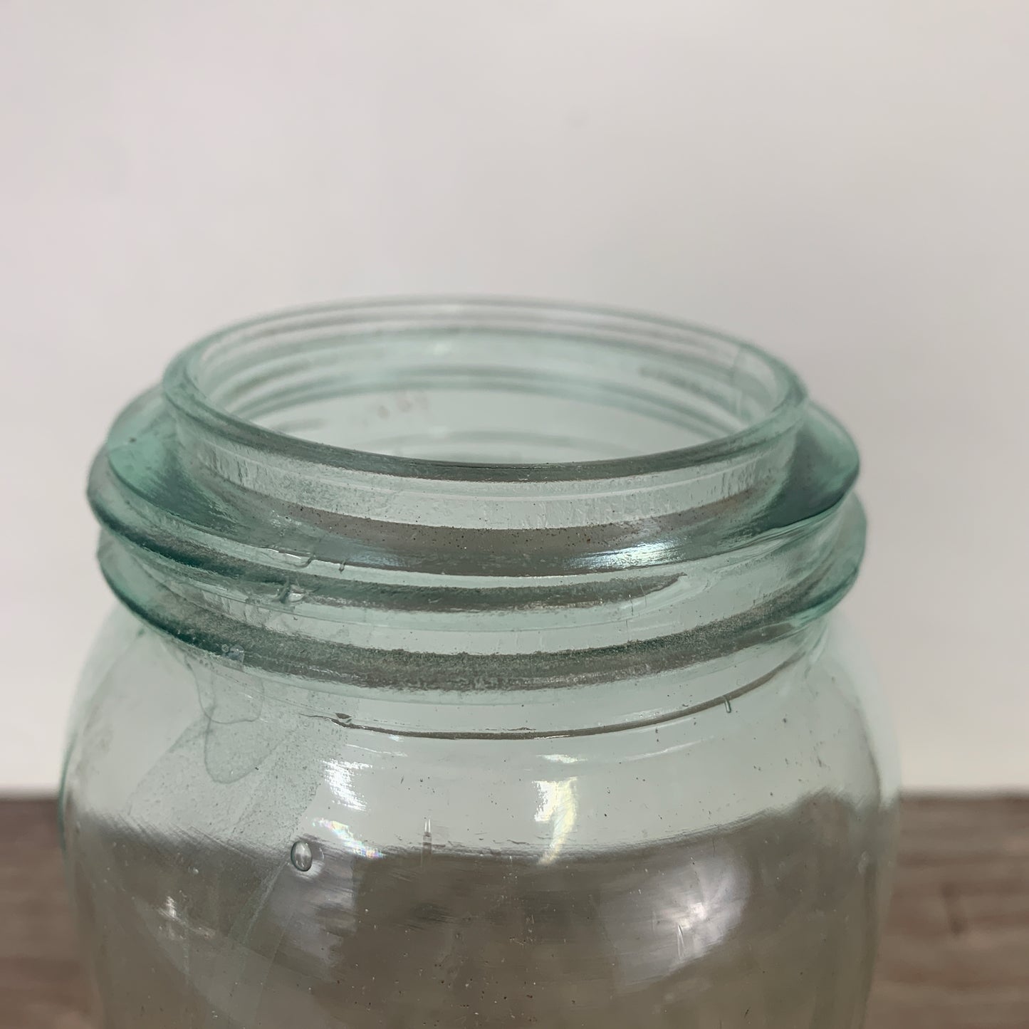 Crown Canning Jar with Green Tint and Clear Lid