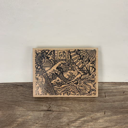 Asian Collage - able Wood Mounted Rubber Stamp the Rubbernecker Stamp Co