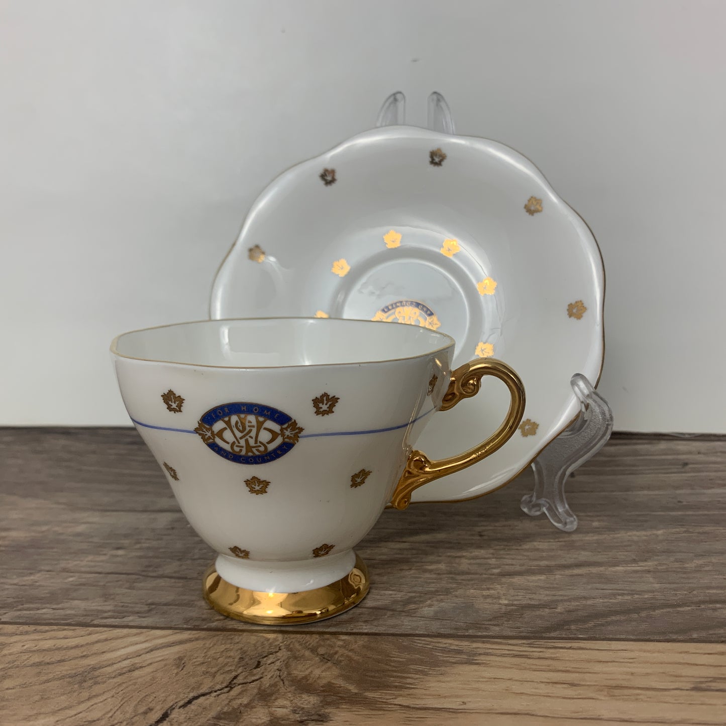 White and Gold Vintage Teacup and Saucer For Home and Country EB Foley