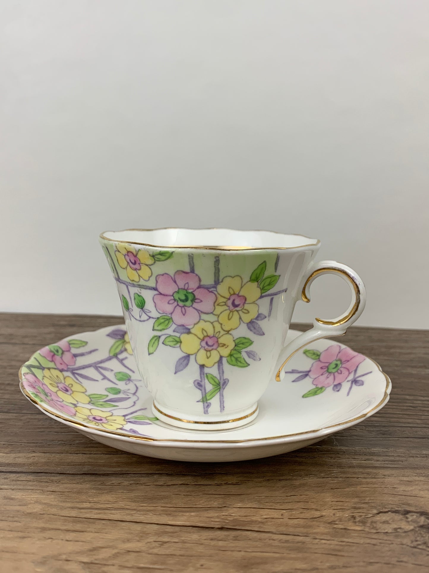 Pink and Yellow Floral Tea Cup Colclough China Vintage Teacup