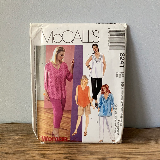 Womens Petite Top and Pull On Pants Plus Size Sewing Pattern Size 18W to 24W McCalls 3241