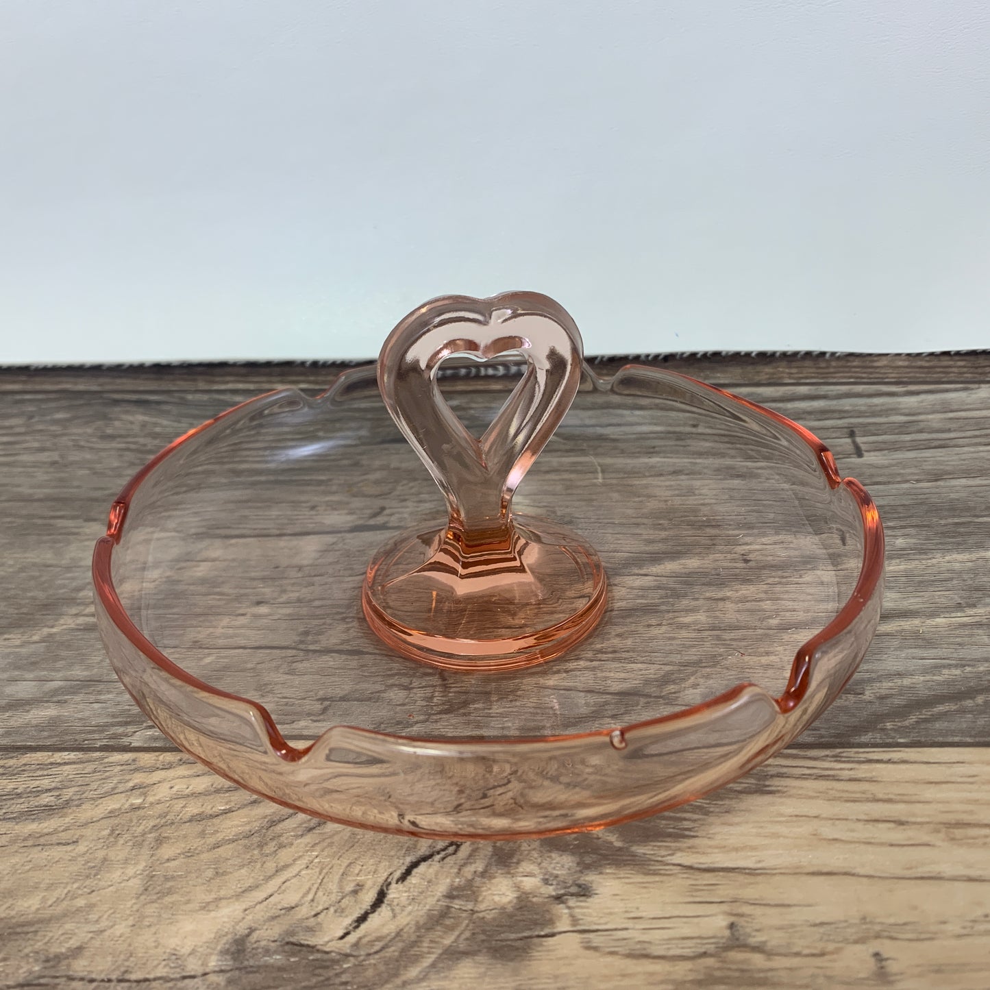Pink Depression Glass Candy Bowl with Center Handle
