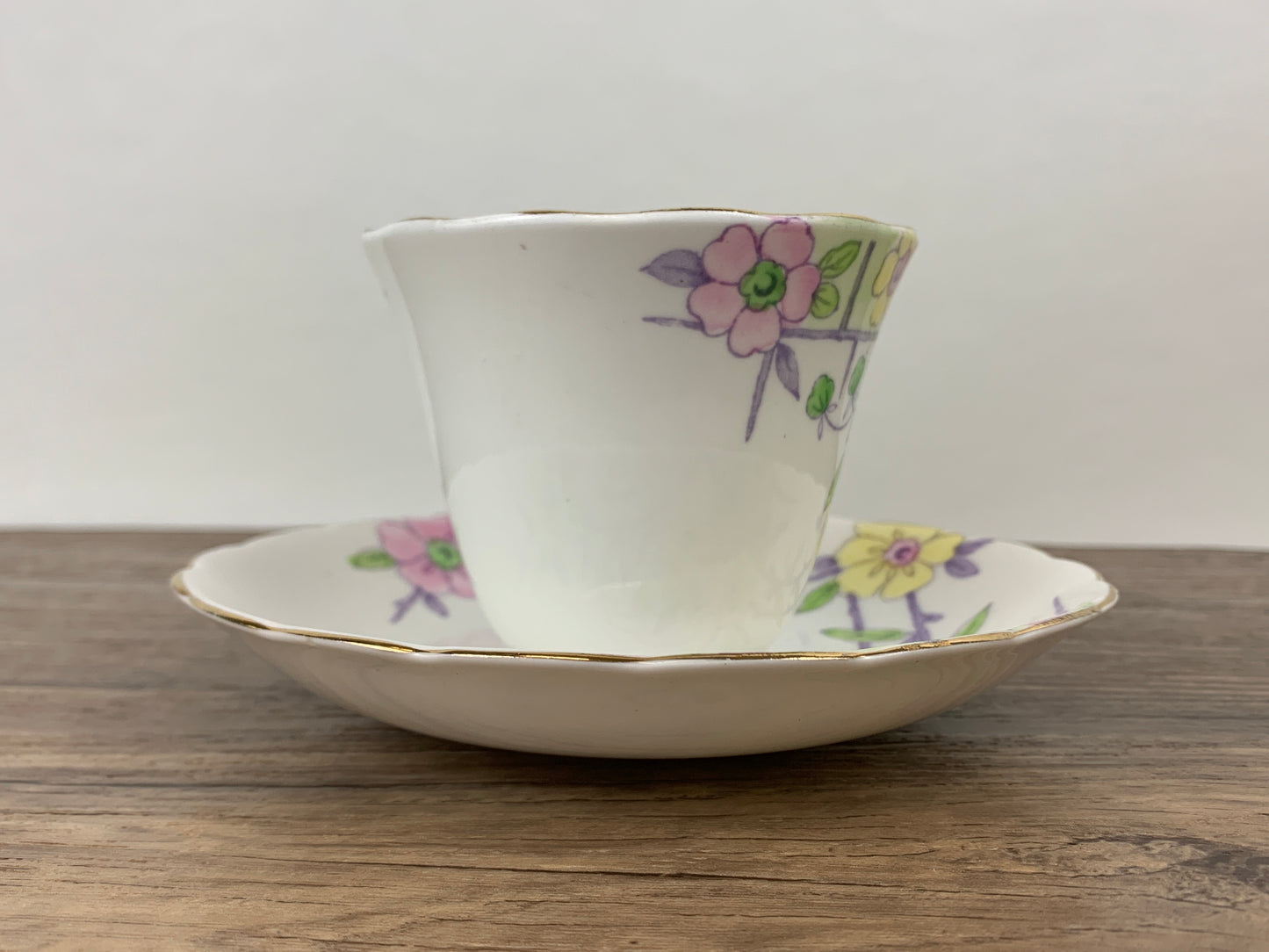 Pink and Yellow Floral Tea Cup Colclough China Vintage Teacup