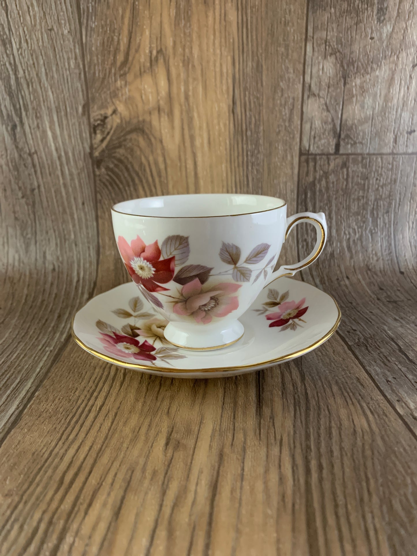 Vintage Royal Vale Tea Cup and Saucer with Pink Roses