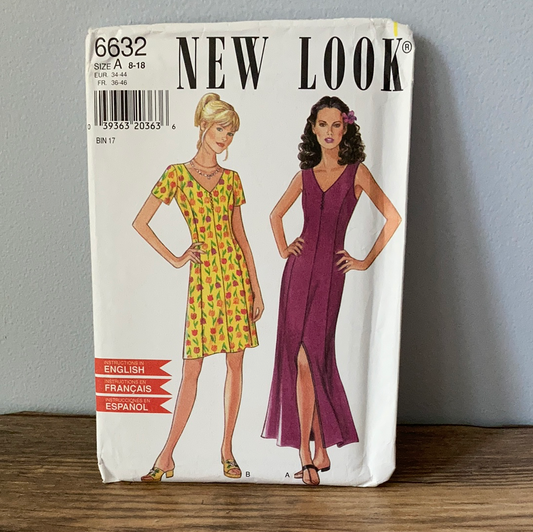 Womens Sleeveless or Short Sleeve Dress Sewing Pattern Size 8 to 18 New Look 6632