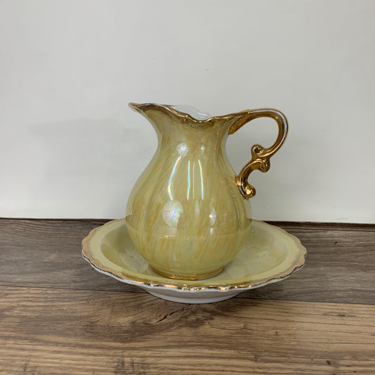 Yellow Lusterware Mini Wash Basin and Pitcher S.S. Kresge Co Ltd