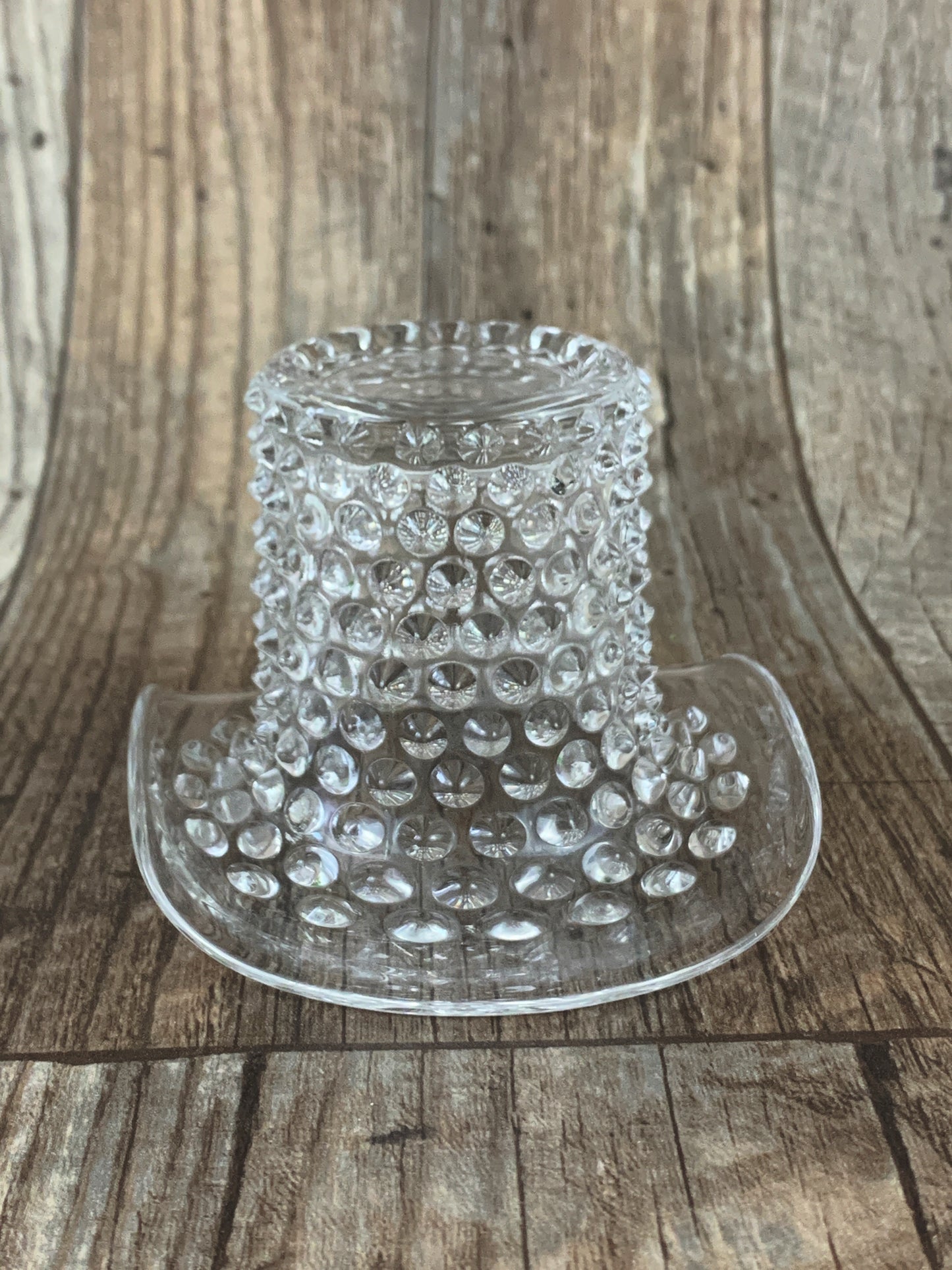 Vintage Glass Hat with Hobnail Pattern Clear Glass Hobnail Top Hat