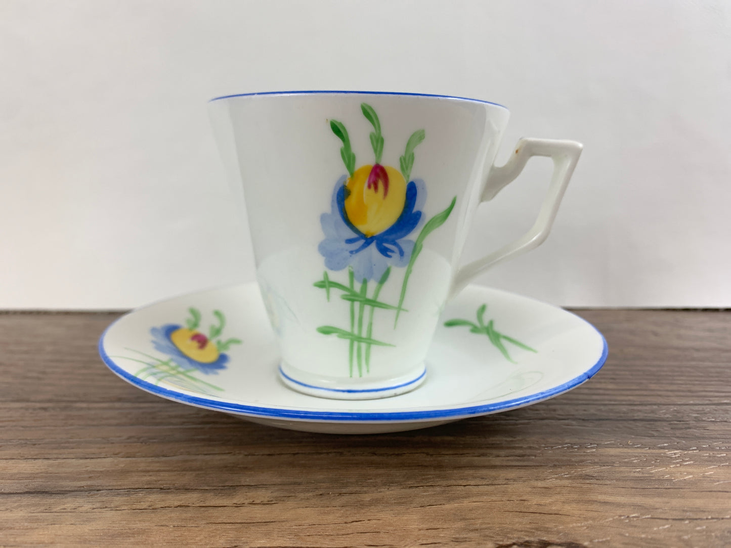 Delphine Blue and White Hand Painted Vintage Tea Cup