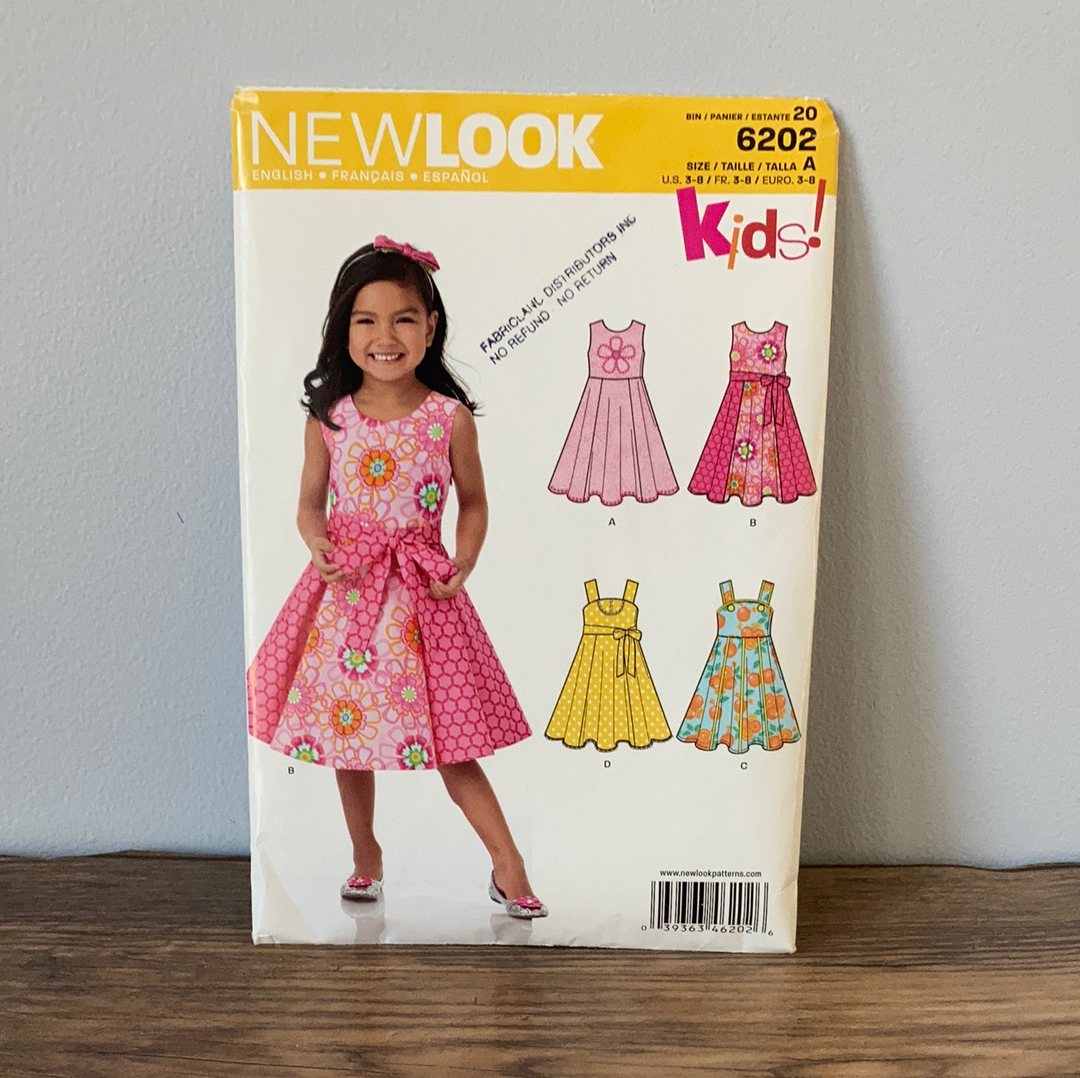 Girls Sleeveless Summer Dress Sewing Pattern Size 3 to 8 New Look 6202