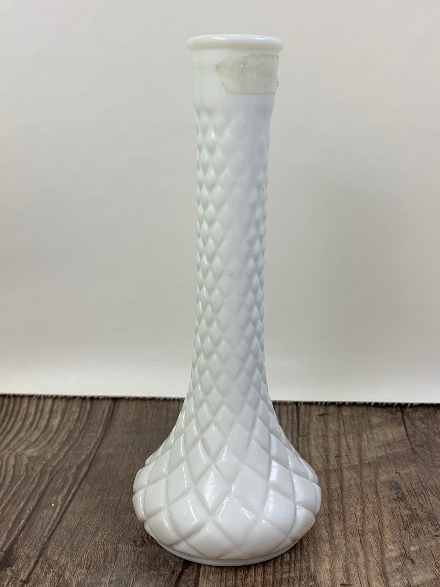 Vintage Milk Glass Teleflora Vase Diamond Pattern Vintage Farmhouse Decor