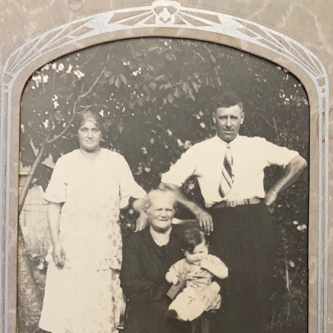 Black and White Vintage Photograph Portrait of a Family Taken Outside