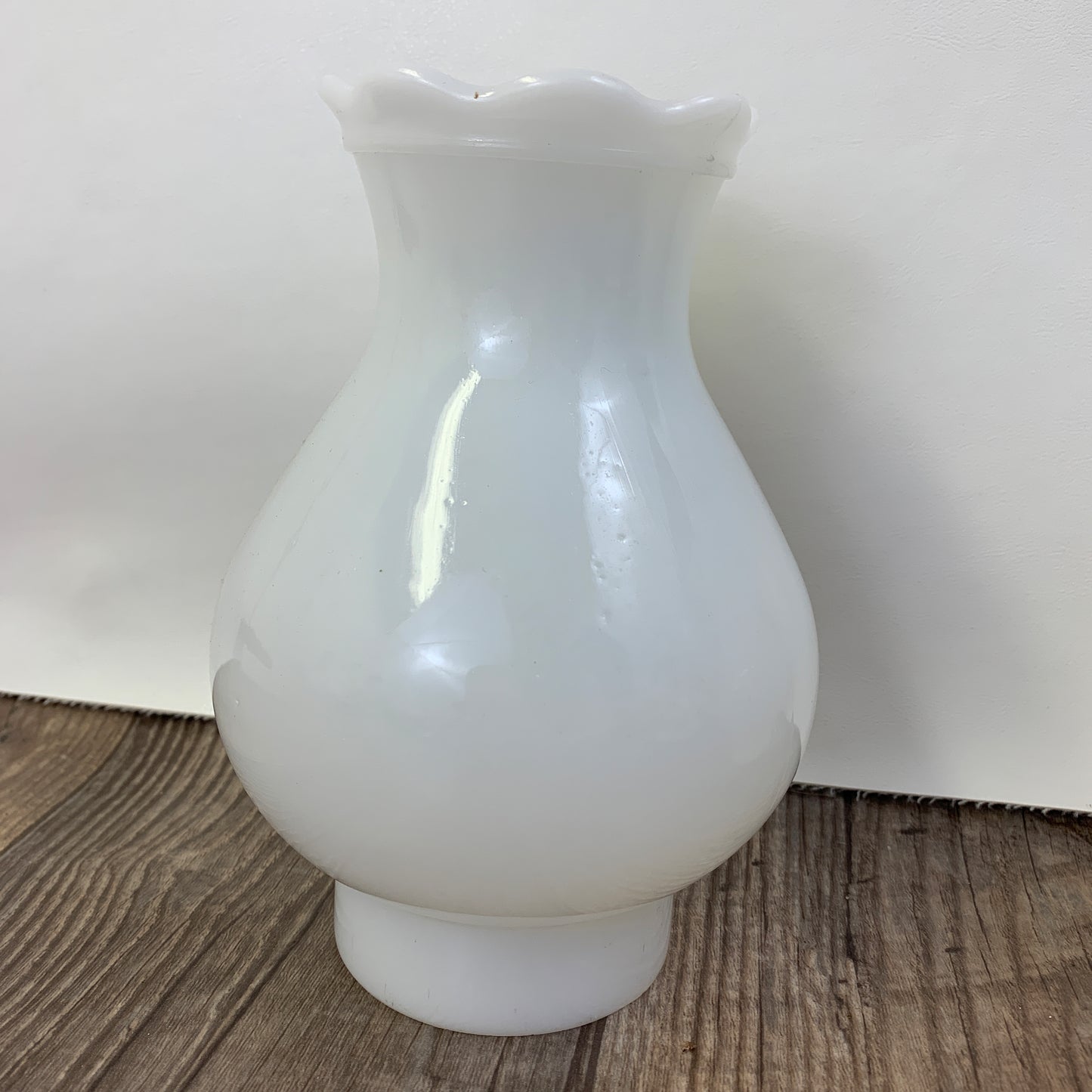 Pair of Milk Glass Hurricane Lamp Shades with Floral Pattern