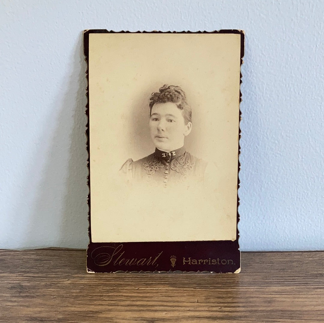 Black and White Photo, Cabinet Card, Antique Portrait Photograph of a Woman