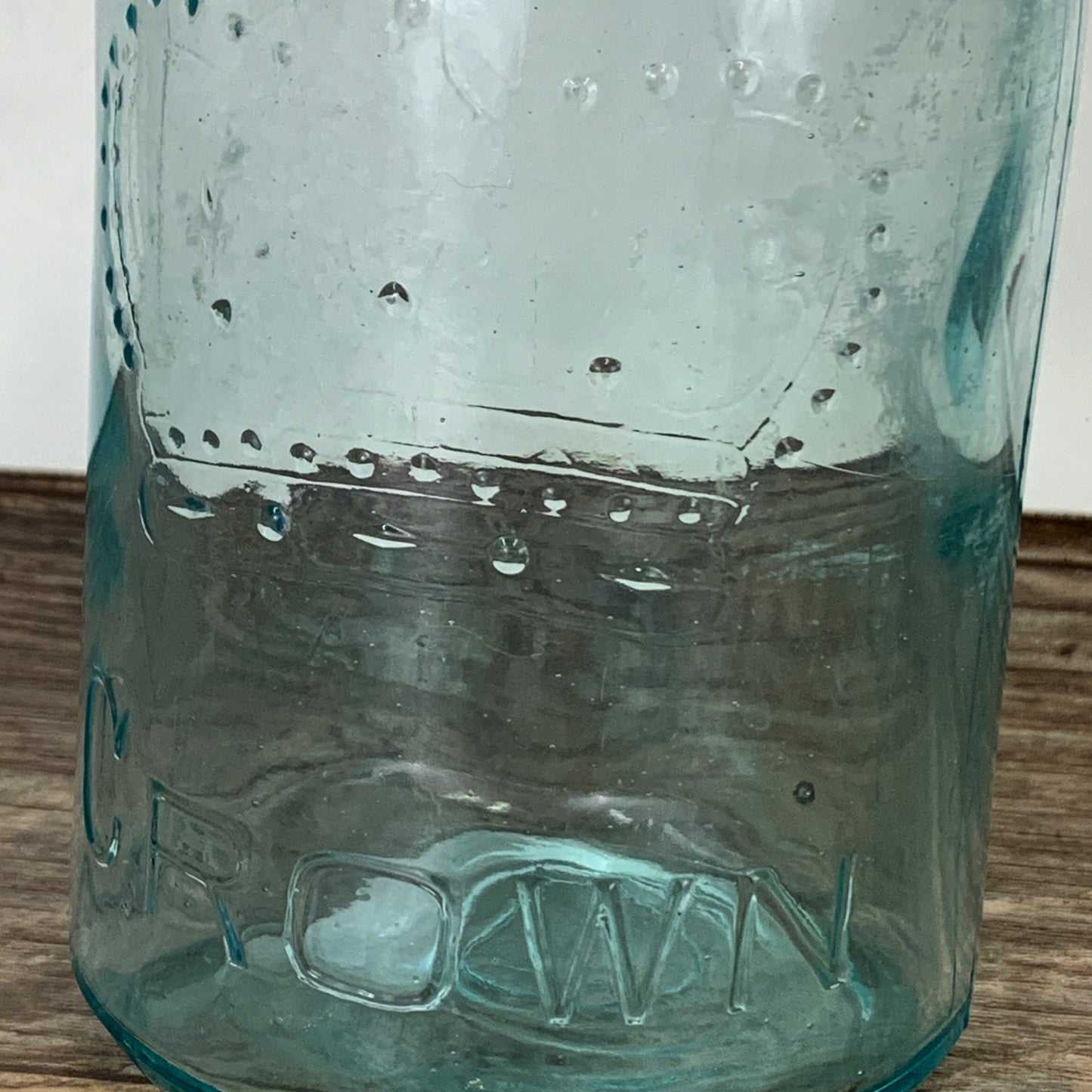 Aqua Crown Quart Size Jar 7" tall with Zinc Ring, Dry Storage, Stash Jar, Pickling Jar