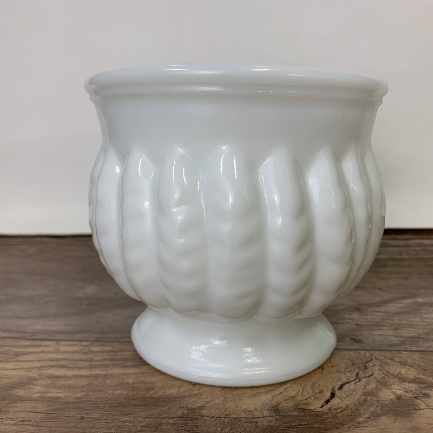 Small Milk Glass Planter, Randall Milk Glass Planter with Feather Pattern