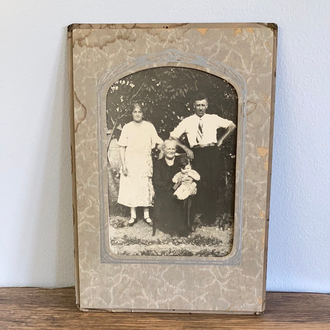 Black and White Vintage Photograph Portrait of a Family Taken Outside