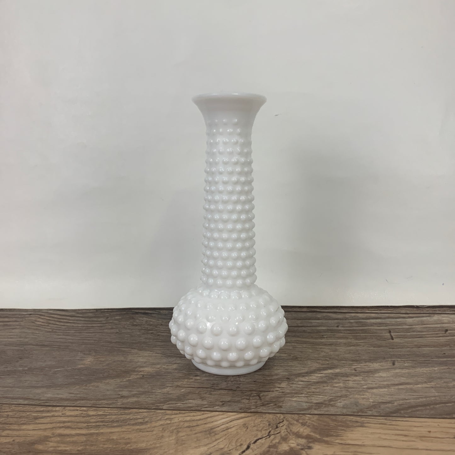 Milk Glass Hobnail Bud Vase, E O Brody Vintage Glass Vase