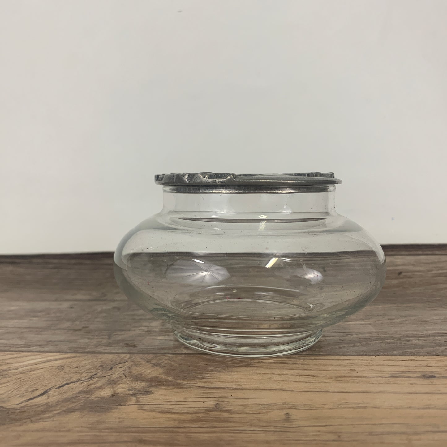 Glass Jar with Pewter Cat Shaped Lid, Glass Pot Pourri Jar, Gift for at Lover