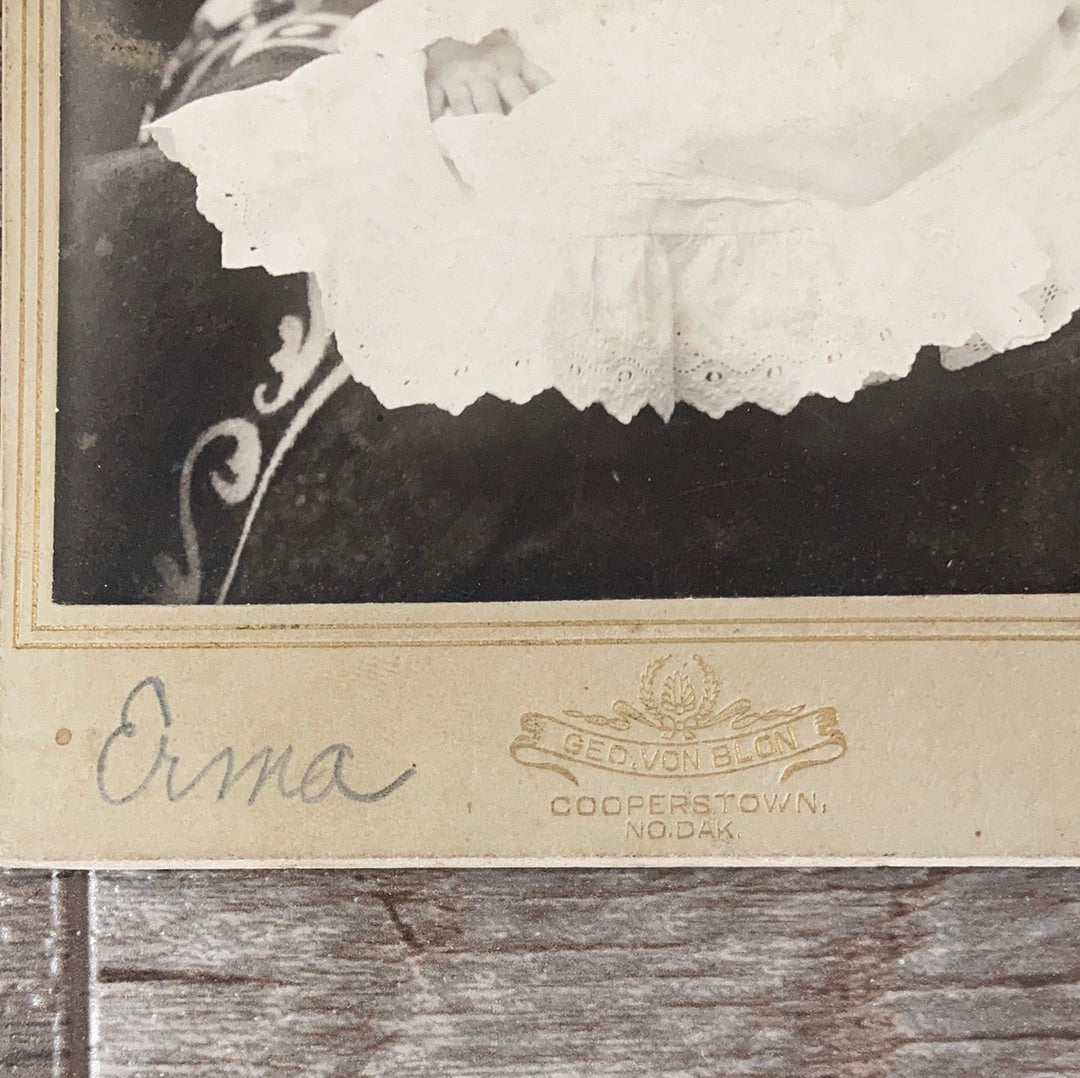 Original Antique Photograph of Baby Erma Cabinet Card CDV Antique Baby Photo Found Photos